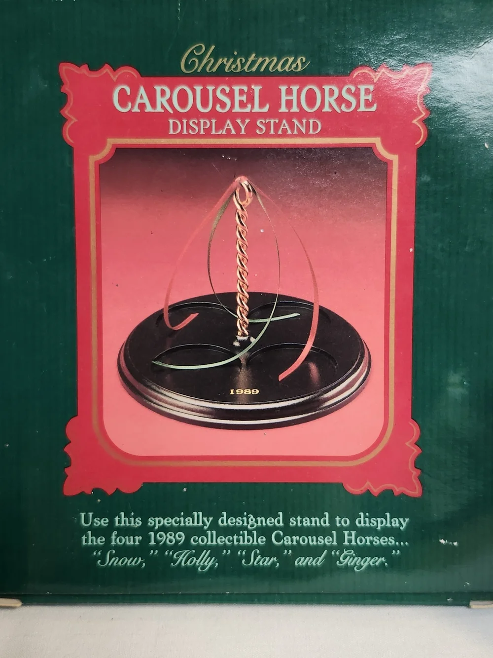1989 Halmark Holiday Carousel Horse Ornament Set - Green & Multicolor